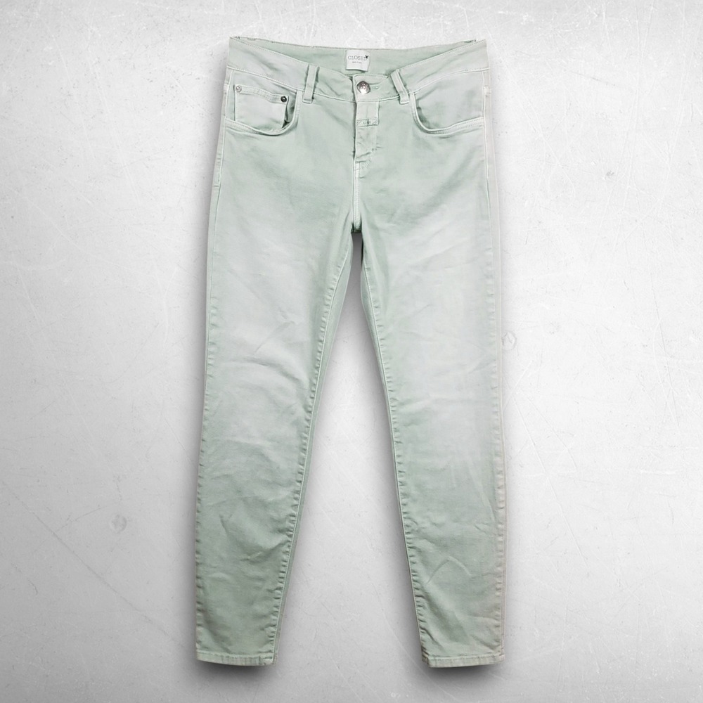 Closed Skinny Jeans Women 29 Mint Green Quiet Luxury Pastelcore Clean Girl Italy